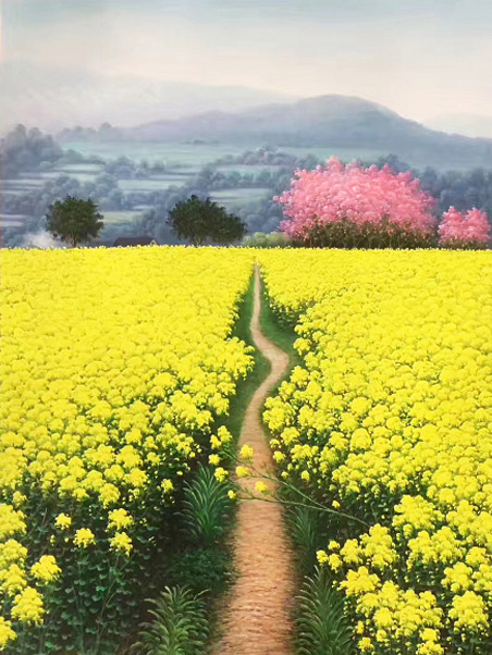 Compatible Landschaft JAHRRIESNGE  for yellow-flower-and-village-lpg0769 