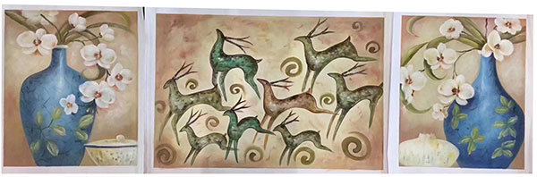 Compatible Blumen JAHRRIESNGE  for mixed-flowers-deers-lpg1334 