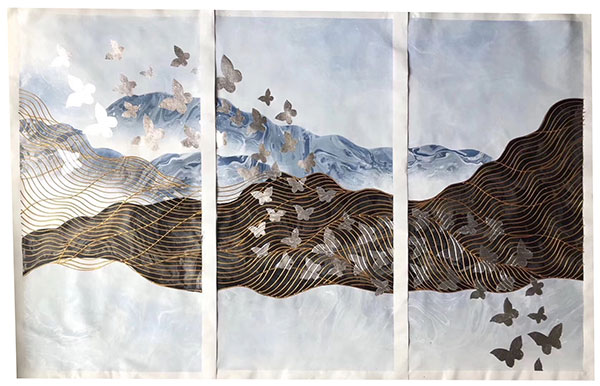 Compatible Landschaft JAHRRIESNGE  for mixed-golden-silk-lpg1390 