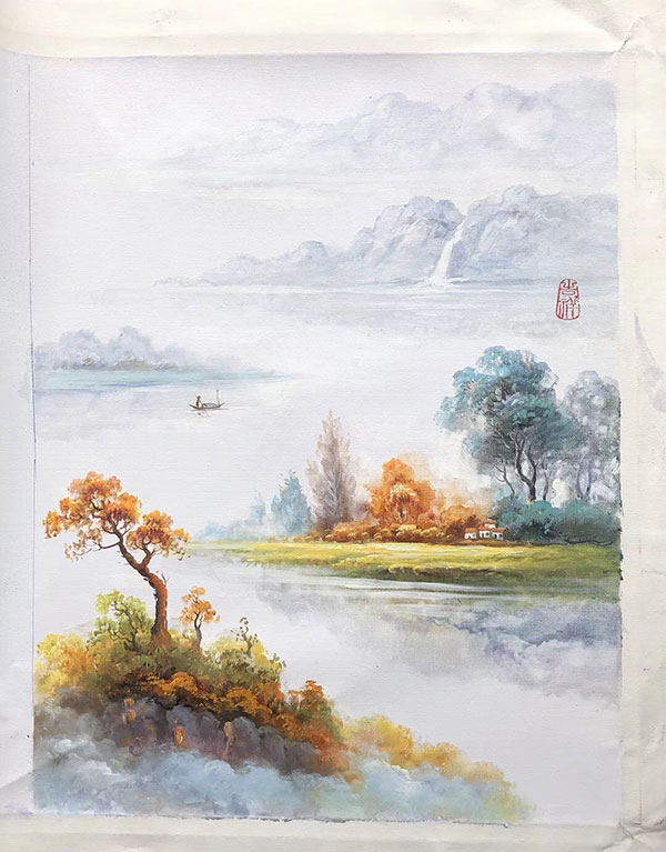 Compatible Landschaft JAHRRIESNGE  for boat-in-lake-lpg1401 