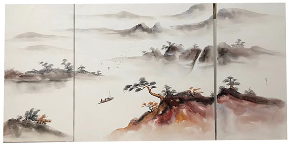 Compatible Landschaft JAHRRIESNGE  for boat-in-river-lpg1408 